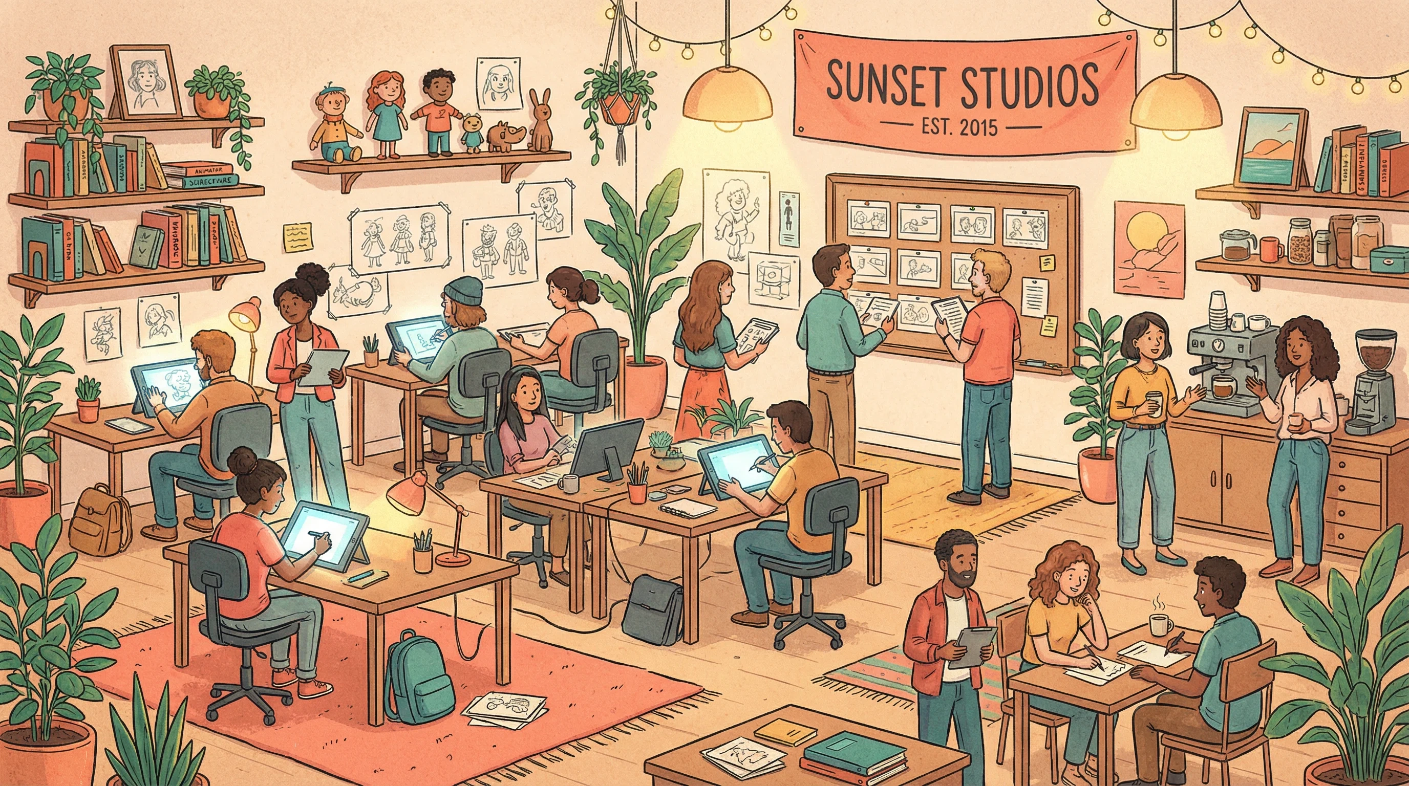 3d同人 | 3d高品质影视同人社区 | 传媒内容创作与分享平台创始团队在动画工作室中的合影